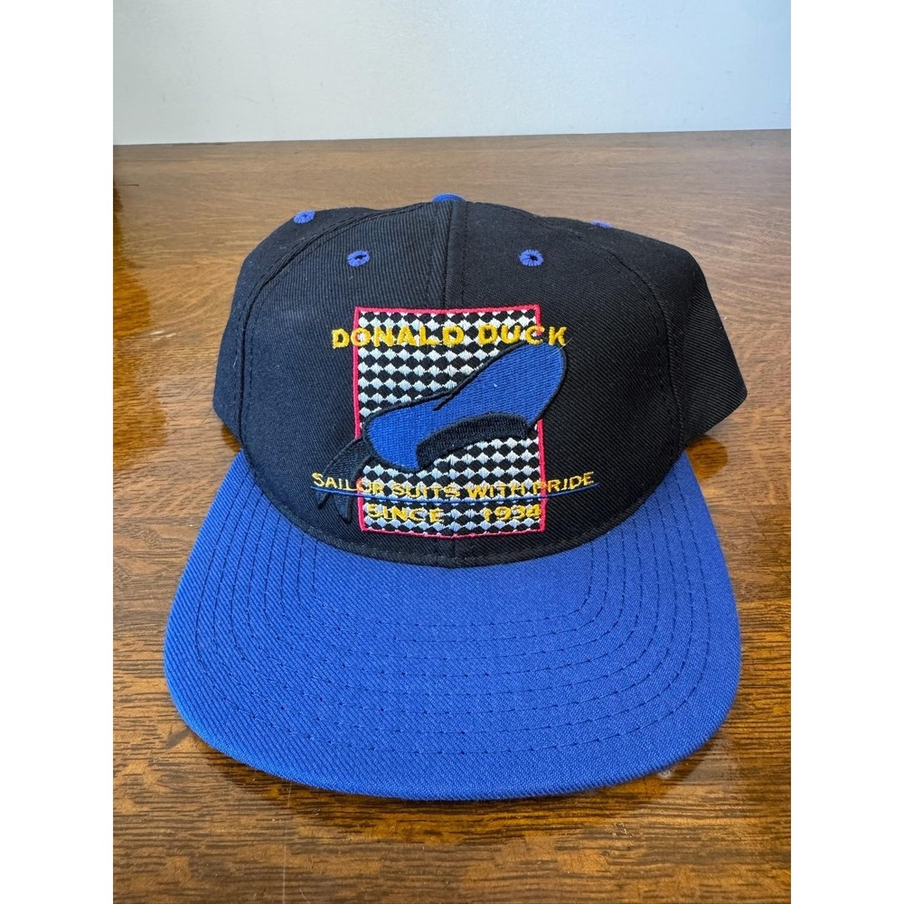 Vintage Goofy's Hat Co Donald Duck‎ Hat Cap Snap Back OSFA Black Blue 90s Mens